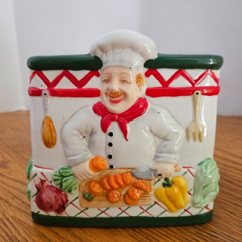 Chef Napkin Holder Italian Kitchen Bistro Decor 5.5.x 5.5" Ceramic